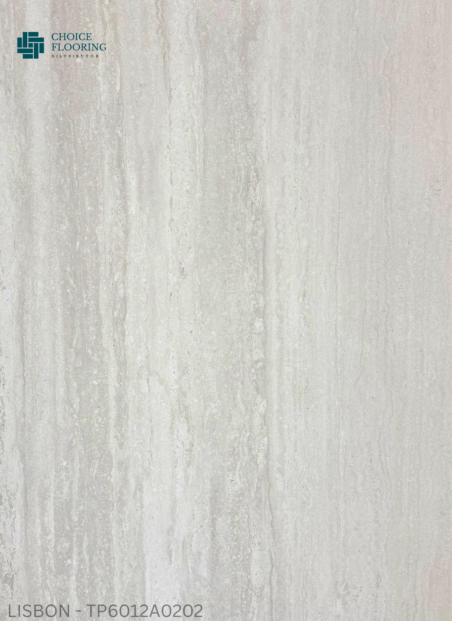 Textured gray flooring sample with CF logo and product code.