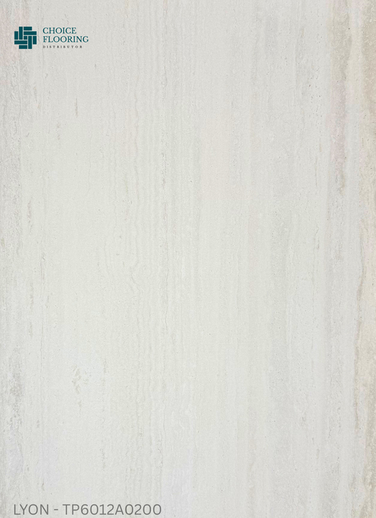 Textured white flooring sample with 'Choice Flooring' logo and product code.