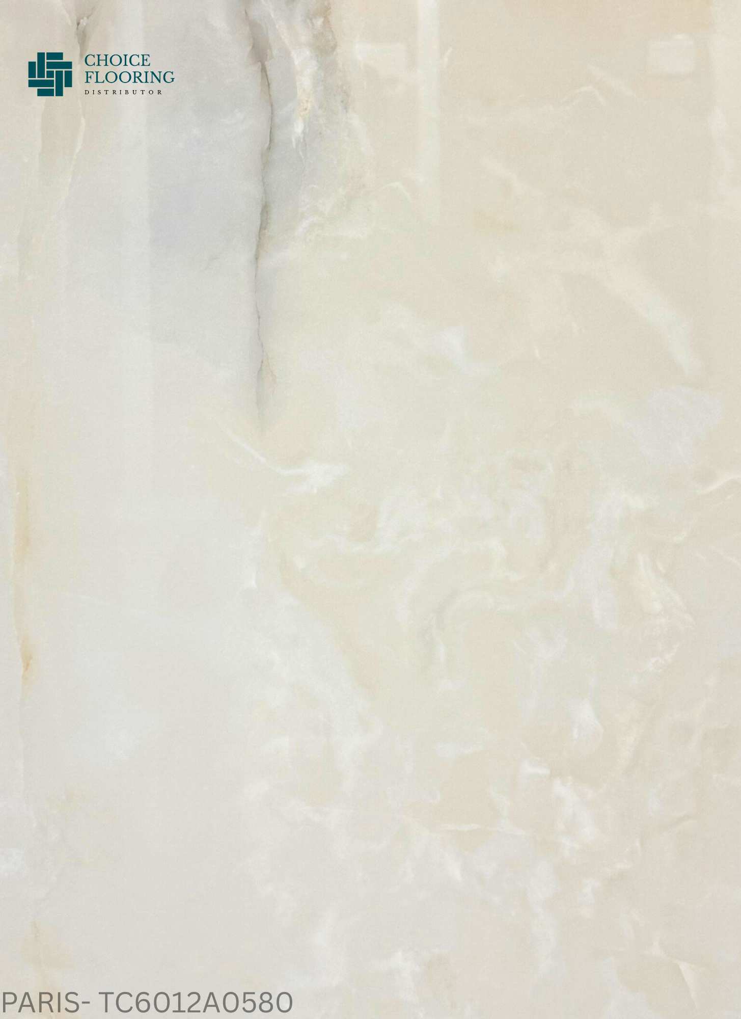 Close-up of a light-colored flooring sample with 'Choice Flooring' branding.